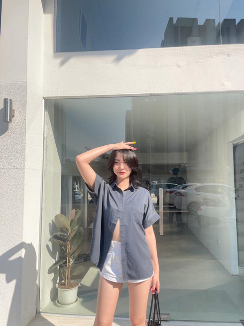 WANWAN Short Sleeves Side Pocket Shirts